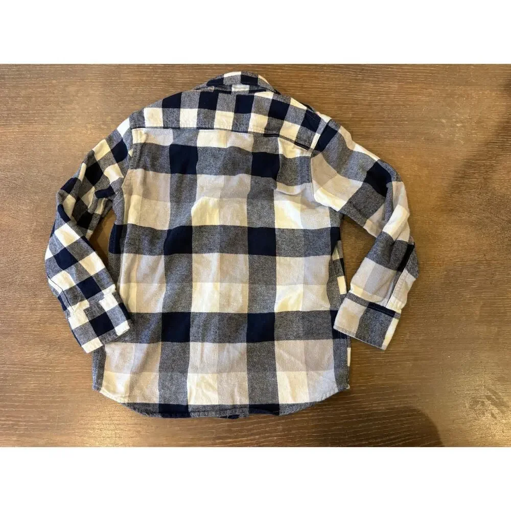 GAP Kids Blue Plaid Flannel Button Up Shirt top Kids size S 6/7 Cotton